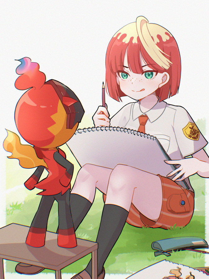mela and charcadet (pokemon and 1 more) drawn by mizuiro123