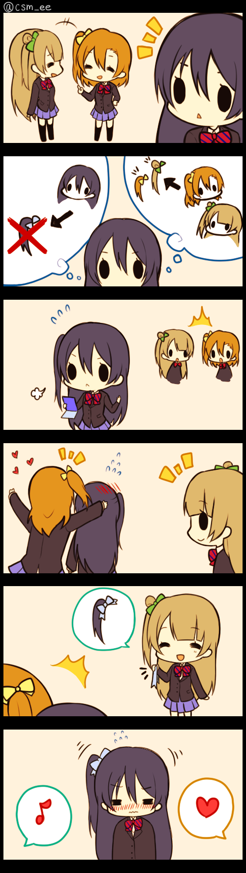 sonoda umi, minami kotori, and kosaka honoka (love live! and 1 more) drawn by chisumi