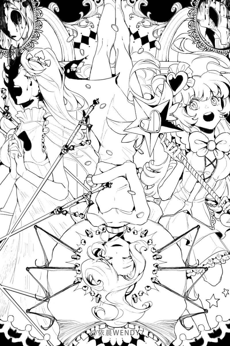queen of hatred, knight of despair, and king of greed (project moon and 1 more) drawn by yichen_wendy