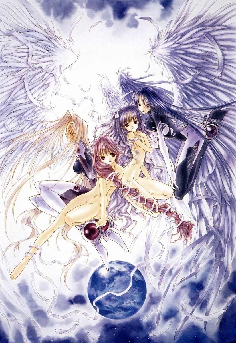 hatori yuina, seraph, kudou akiho, and lucifer (angel flavor and 1 more) drawn by nanase_aoi