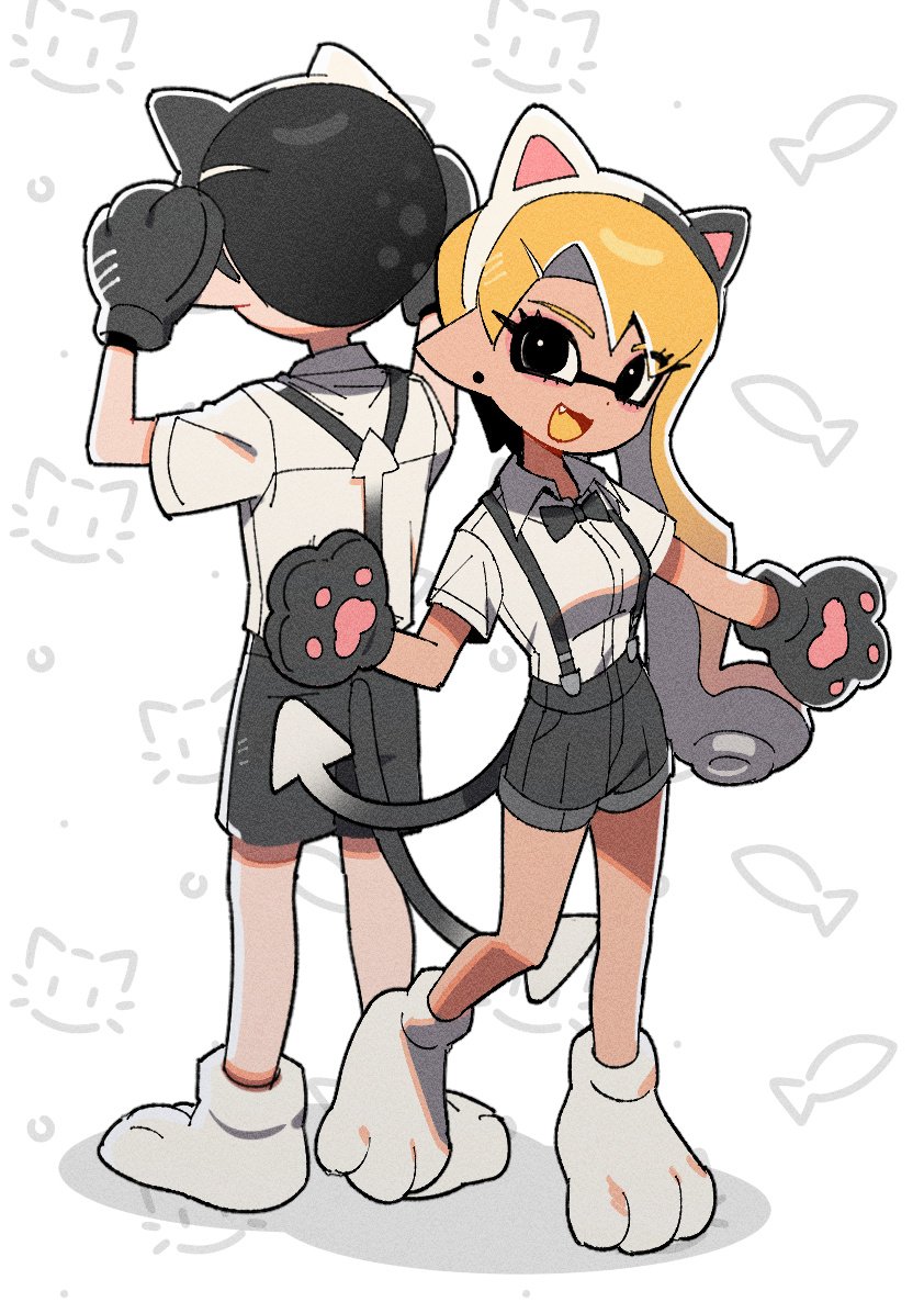 inkling player character, inkling girl, inkling boy, and judd (splatoon and 1 more) drawn by hg_swdiary