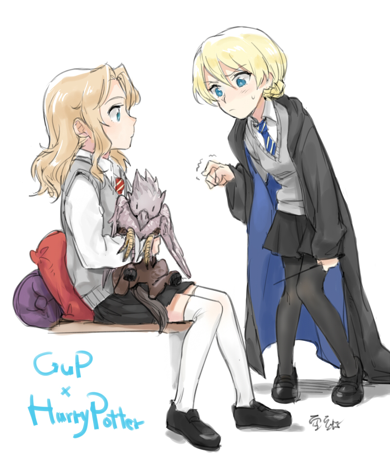 darjeeling and kay (girls und panzer and 2 more) drawn by soramame_(corndog)