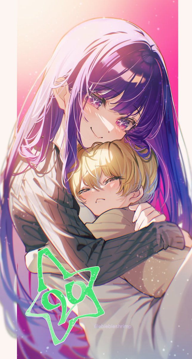 hoshino ai and hoshino aquamarine (oshi no ko) drawn by shuri_(84k)