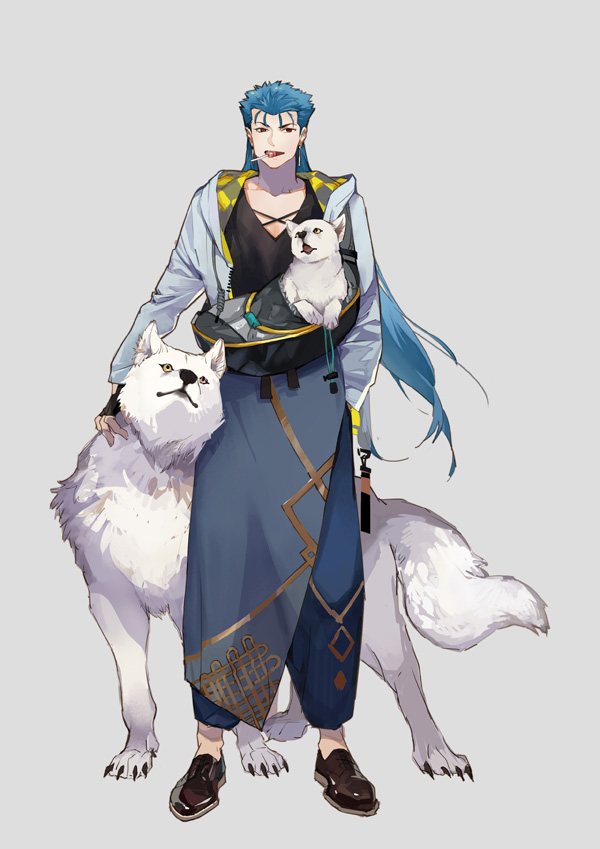 cu chulainn and freki and geri (fate and 1 more) drawn by guttia