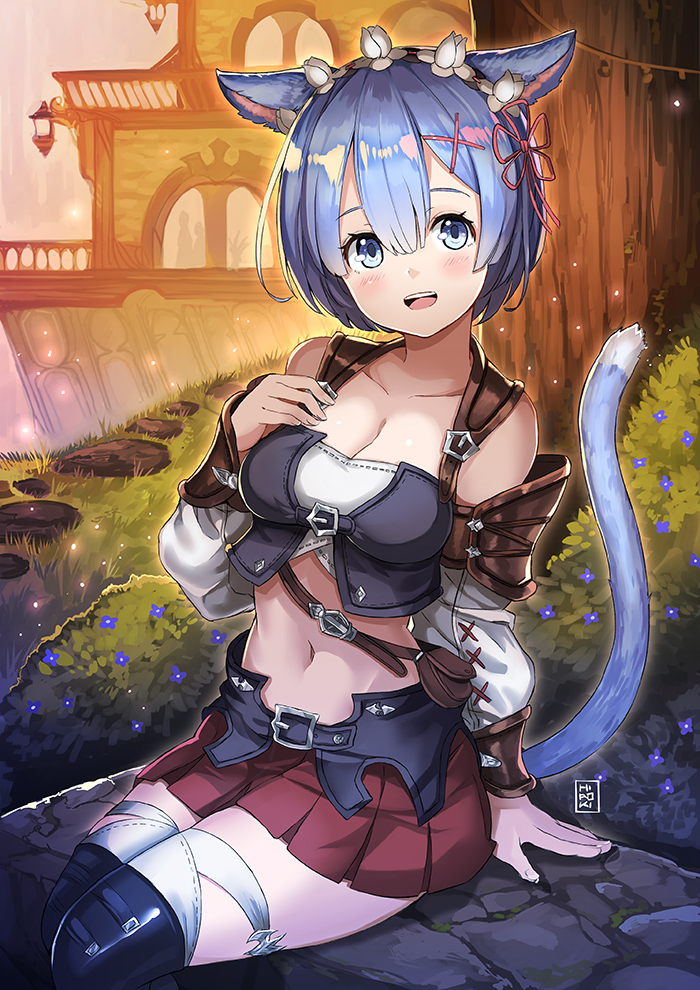 warrior of light and rem (final fantasy and 2 more) drawn by hiroki_(hirokiart)
