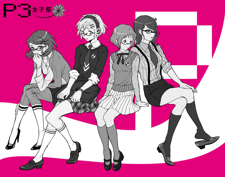 aigis, takeba yukari, kirijou mitsuru, and yamagishi fuuka (persona and 1 more) drawn by koremi2