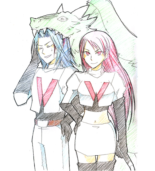 jessie, james, cherche, virion, and minerva (pokemon and 2 more) drawn by senn