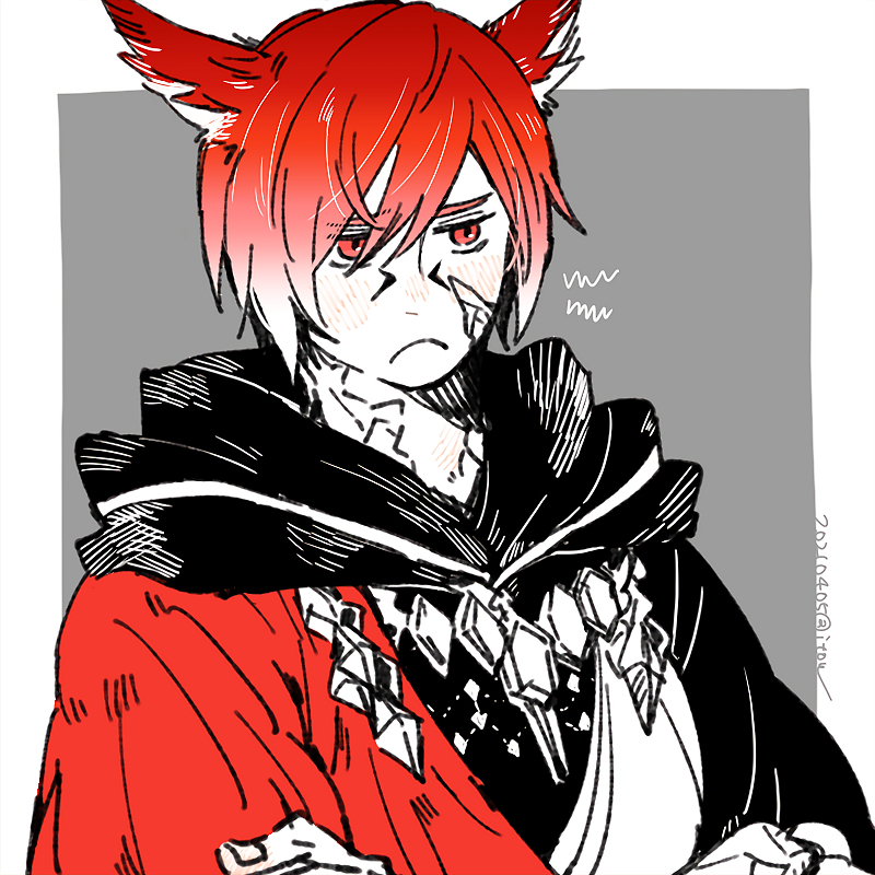 g'raha tia and crystal exarch (final fantasy and 1 more) drawn by itowo_(itowc)