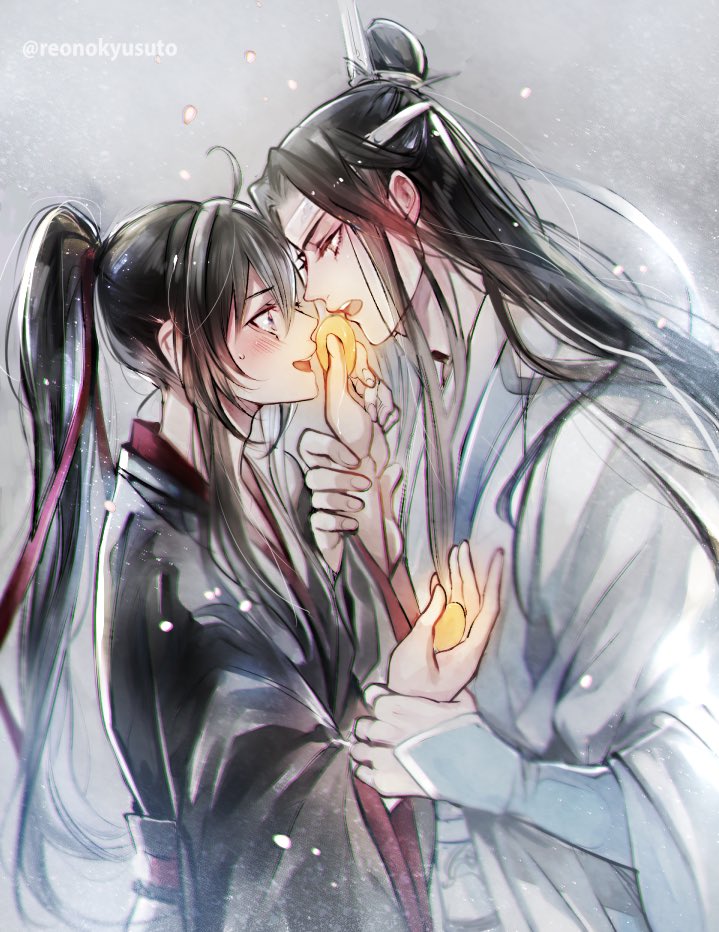 wei wuxian and lan wangji (modao zushi) drawn by rakkyhappy