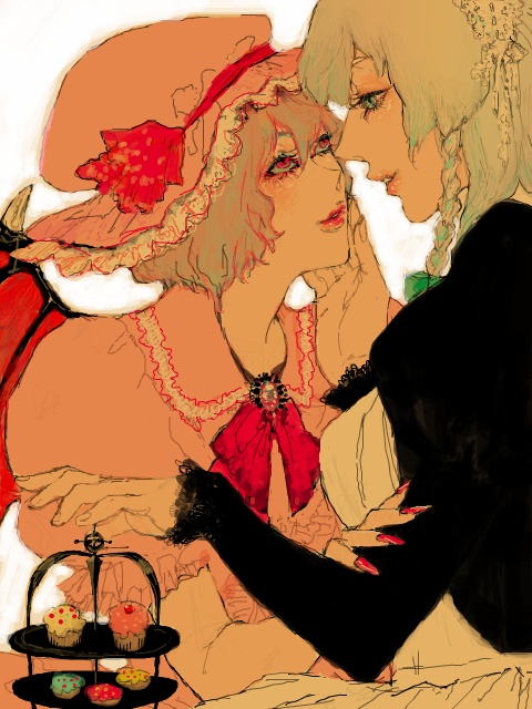 remilia scarlet and izayoi sakuya (touhou) drawn by mnsso