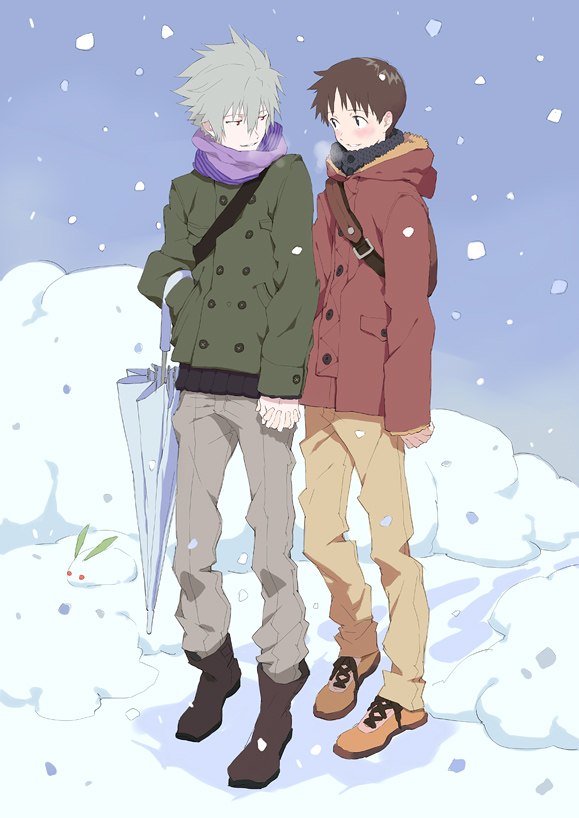 ikari shinji and nagisa kaworu (neon genesis evangelion) drawn by chocolate_sable