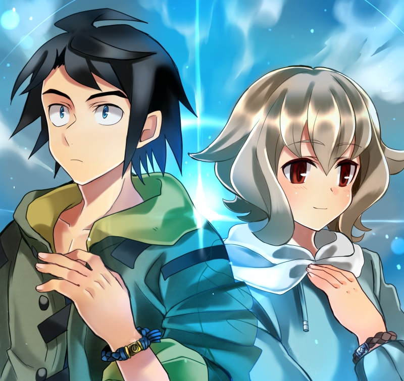 mikazuki augus and atra mixta (gundam and 1 more) drawn by tooda_riko