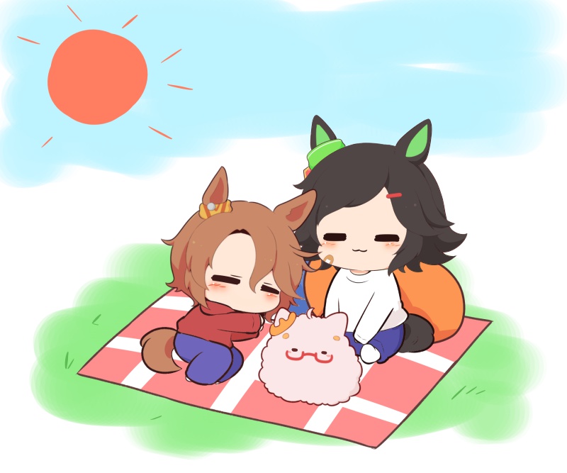 narita taishin, biwa hayahide, and winning ticket (umamusume) drawn by gomashio_(goma_feet)