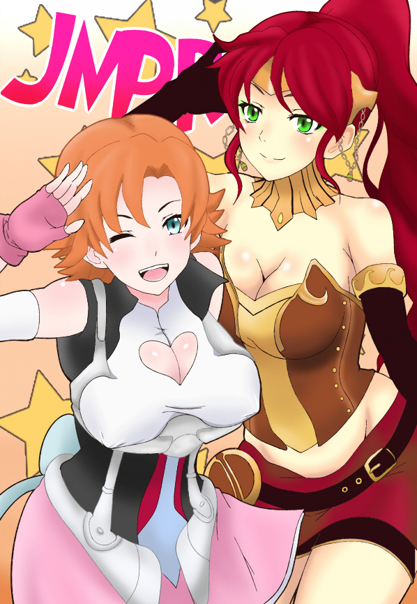 pyrrha nikos and nora valkyrie (rwby) drawn by banboro_(technobot)