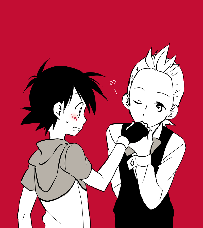 ash ketchum and cilan (pokemon and 1 more) drawn by ochappa