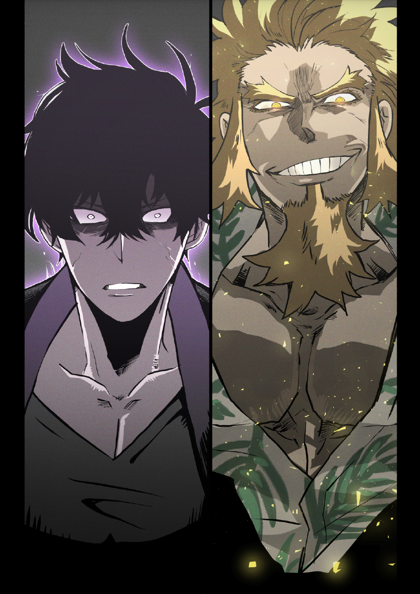 sung jin-woo and thomas andre (solo leveling) drawn by hiyomon