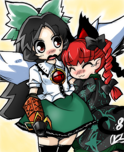 kaenbyou rin and reiuji utsuho (touhou) drawn by nekoyuu