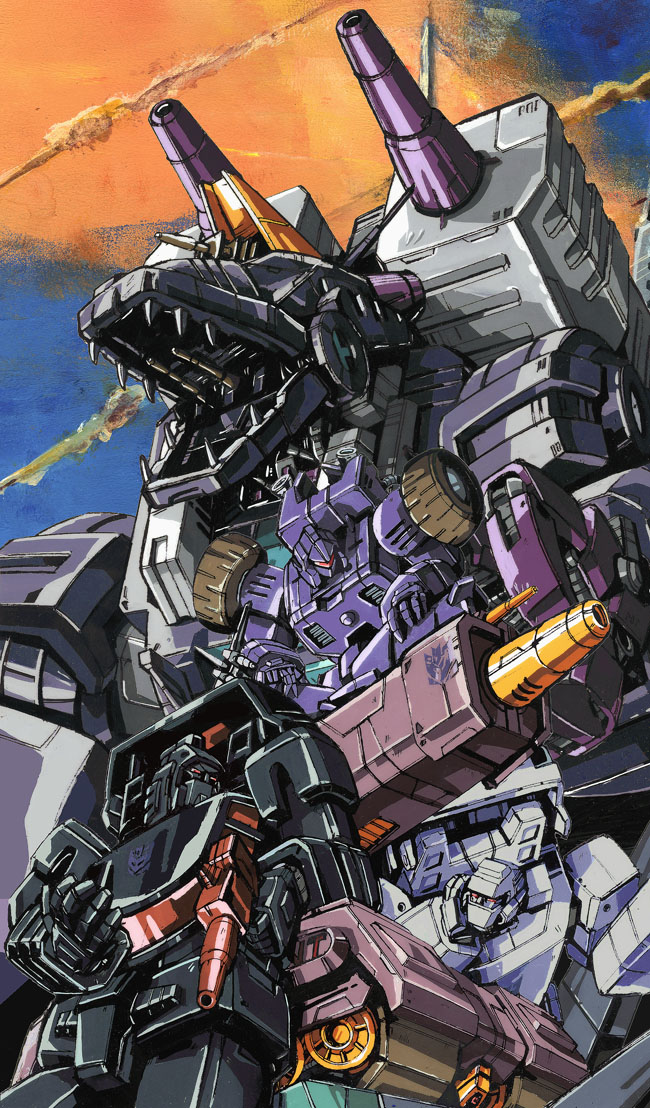trypticon, full-tilt, runamuck, runabout, and brunt (transformers and 1 more) drawn by marble-v