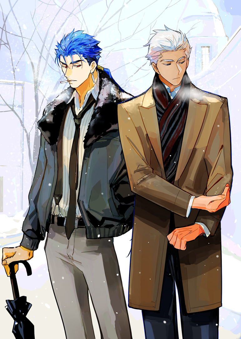 cu chulainn and archer (fate and 1 more) drawn by crimo