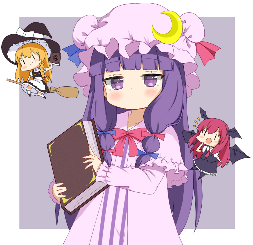 kirisame marisa, patchouli knowledge, and koakuma (touhou) drawn by crys_(dai)