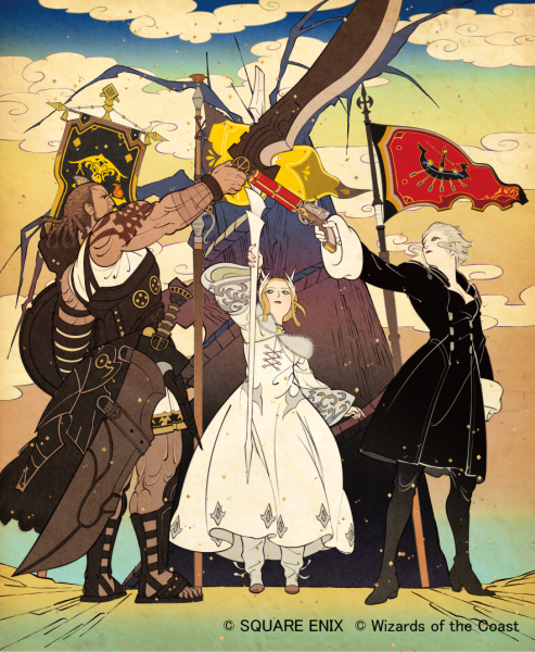kan-e-senna, merlwyb bloefhiswyn, and raubahn aldynn (final fantasy and 3 more) drawn by ono_tako