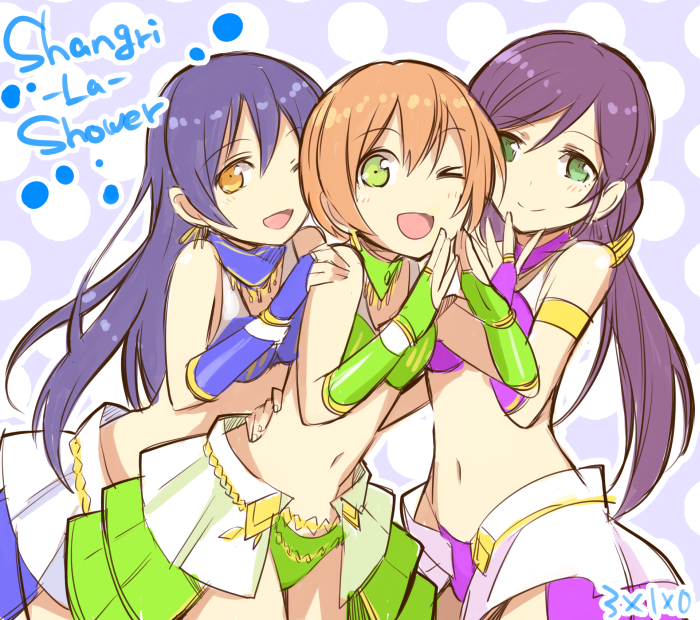 tojo nozomi, sonoda umi, and hoshizora rin (love live! and 1 more) drawn by kamekoya_sato
