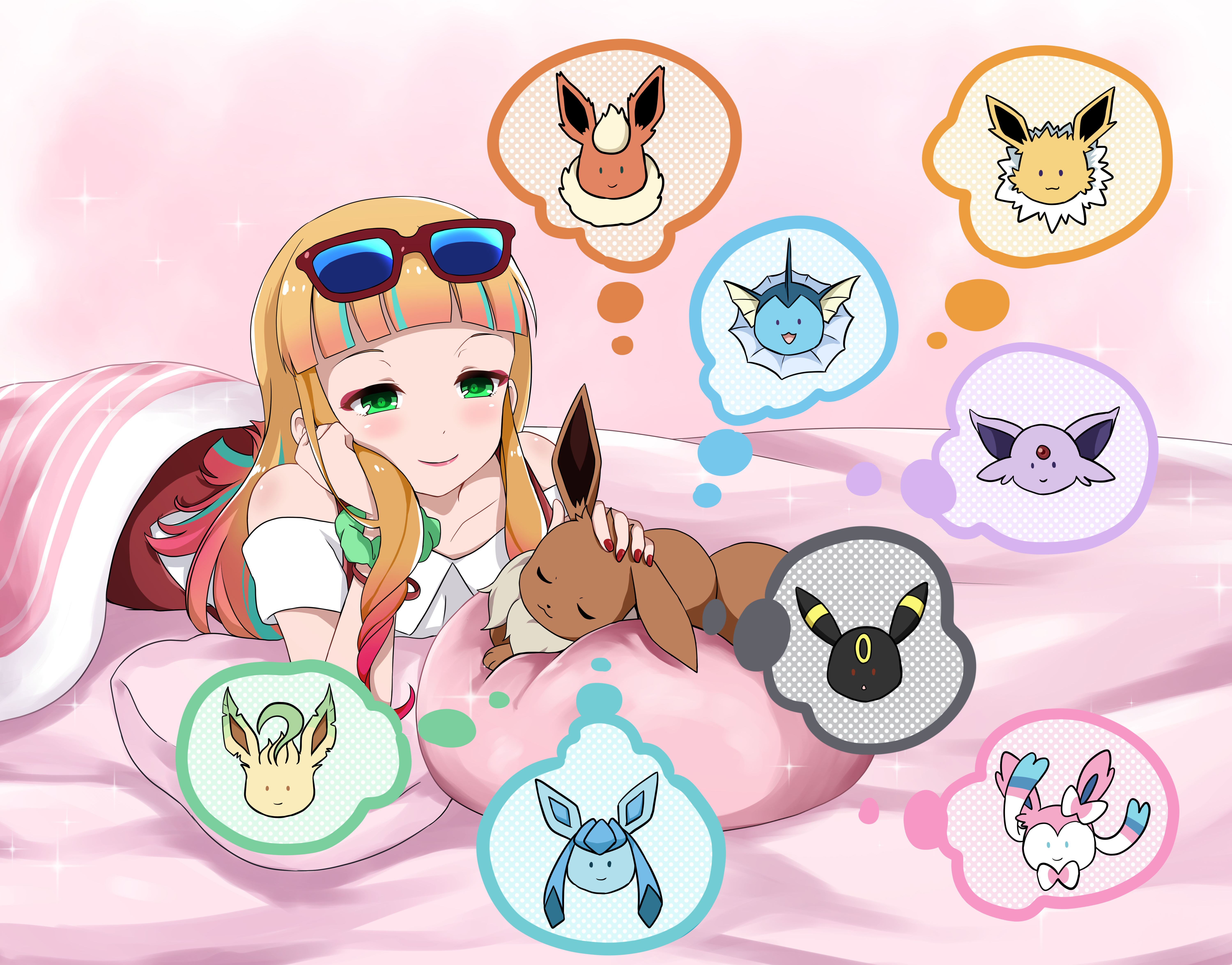 Eevee Umbreon Espeon Sylveon Flareon And 5 More Pokemon And 2 More Drawn By Makuro34 Chrono Danbooru Eevee evolves into jolteon when exposed to a thunder stone. danbooru