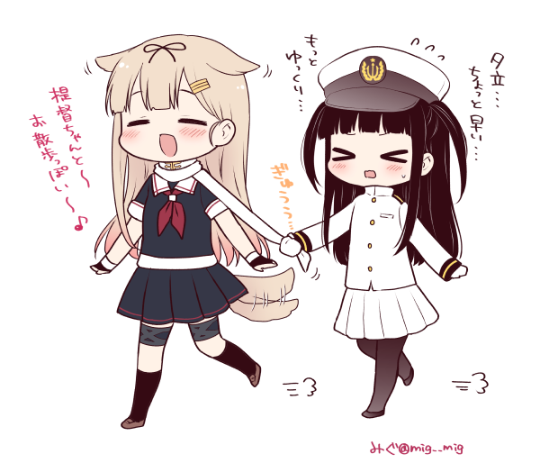 yuudachi, yuudachi kai ni, female admiral, and little girl admiral (kantai collection) drawn by migu_(migmig)