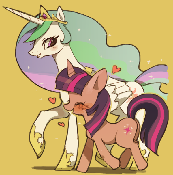 twilight sparkle and princess celestia (my little pony and 1 more) drawn by rikose