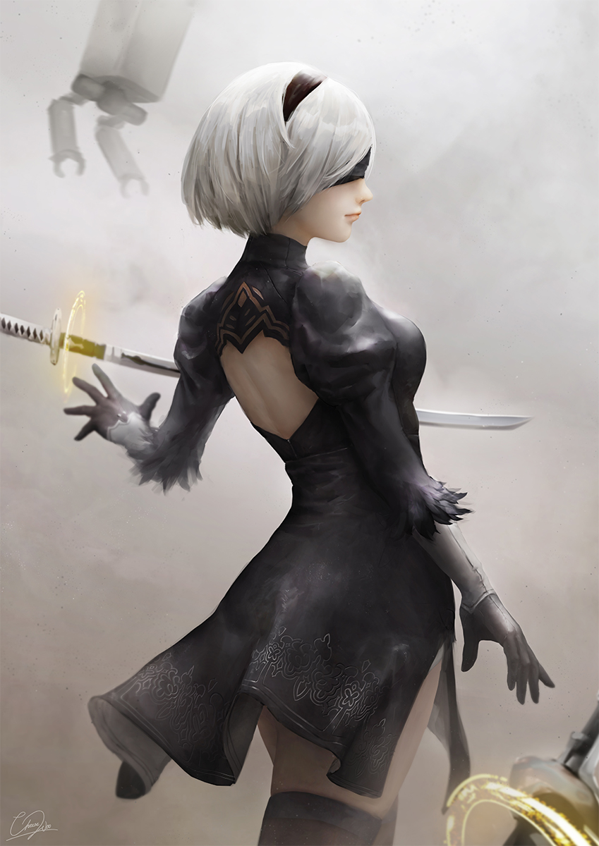 2b and pod (nier and 1 more) drawn by cheesewoo