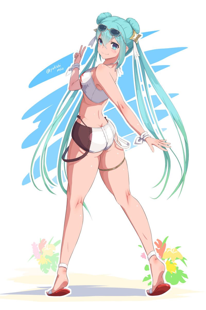 hatsune miku and racing miku (vocaloid and 1 more) drawn by yukichi_(yu-ame)