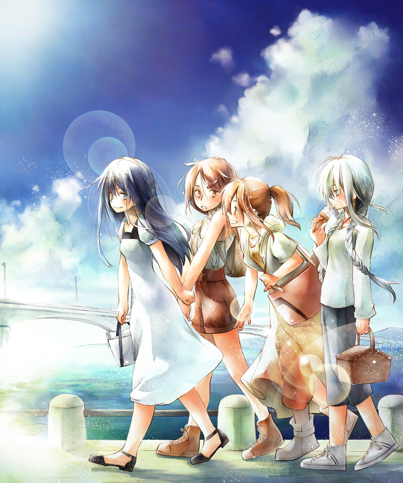 hibiki, inazuma, ikazuchi, and akatsuki (kantai collection) drawn by hinoru_saikusa