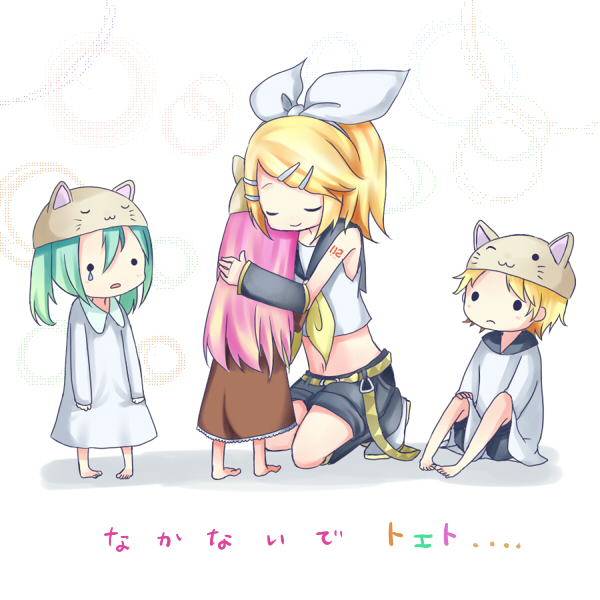 hatsune miku, kagamine rin, kagamine len, and megurine luka (vocaloid and 1 more) drawn by hosimaru