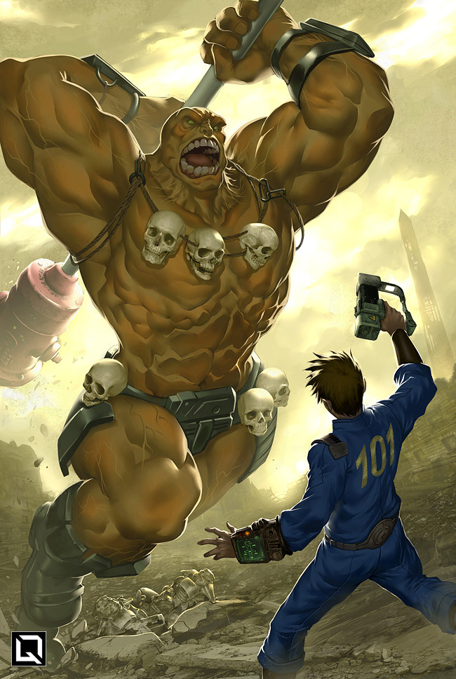 lone wanderer and super mutant (fallout and 1 more) drawn by kuroi-tsuki