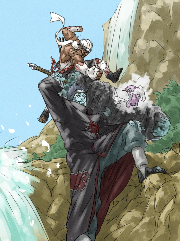 hoshigaki kisame and killer bee (naruto and 1 more) drawn by meta_gun