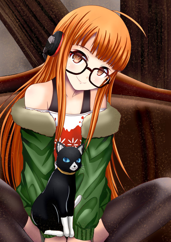sakura futaba and morgana (persona and 1 more) drawn by natsuzakura_yuuki