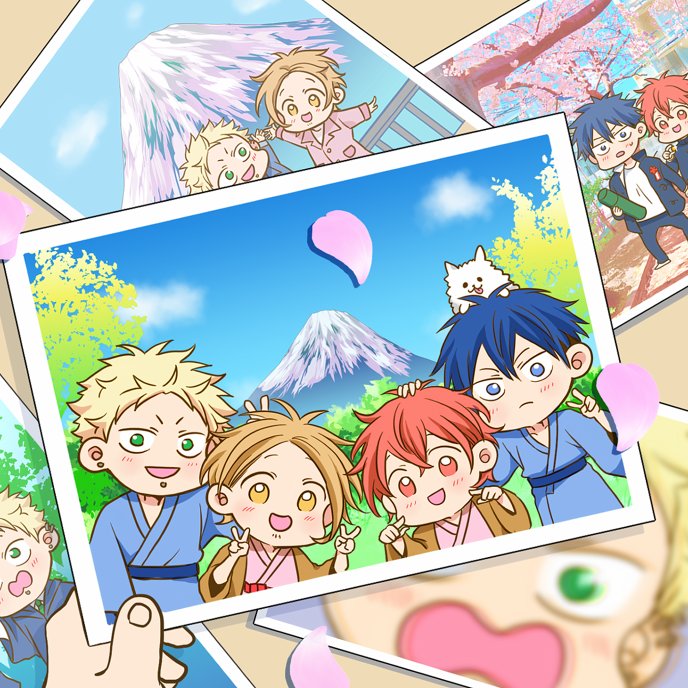 kaji akihiko, satou mafuyu, uenoyama ritsuka, nakayama haruki, and kedama (given) drawn by 961_masashi