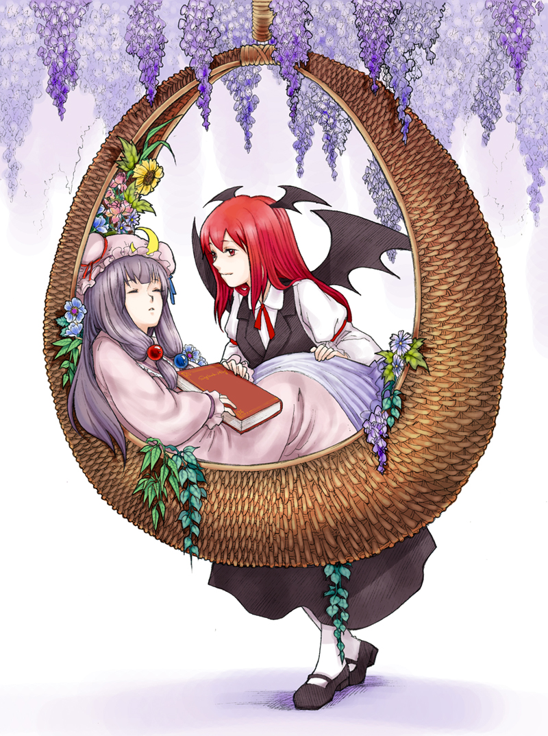 patchouli knowledge and koakuma (touhou) drawn by semei_(skylarkmei)