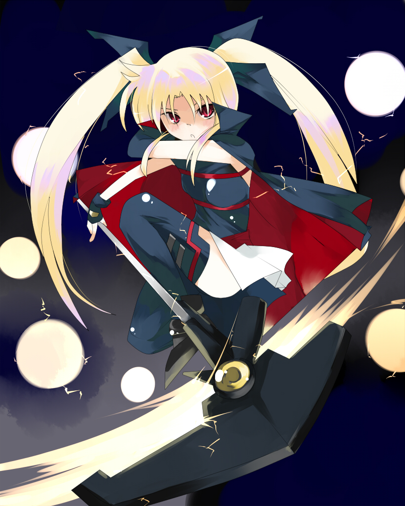 fate testarossa and bardiche (lyrical nanoha and 2 more) drawn by blaze_(blazeillust)