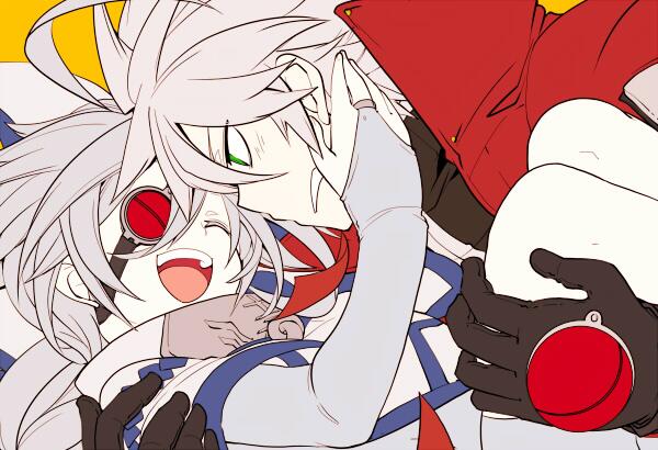 ragna the bloodedge and nu-13 (blazblue) drawn by kuro_yuzu
