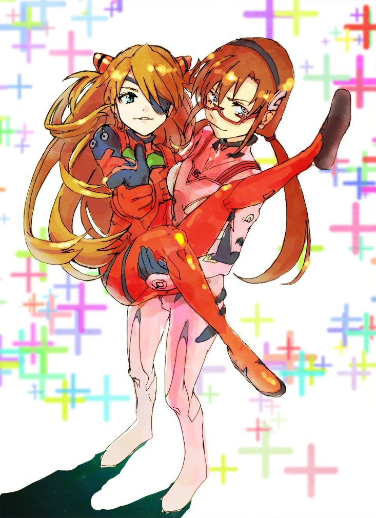 souryuu asuka langley and makinami mari illustrious (neon genesis evangelion and 2 more) drawn by heroko_(cobalt_0)