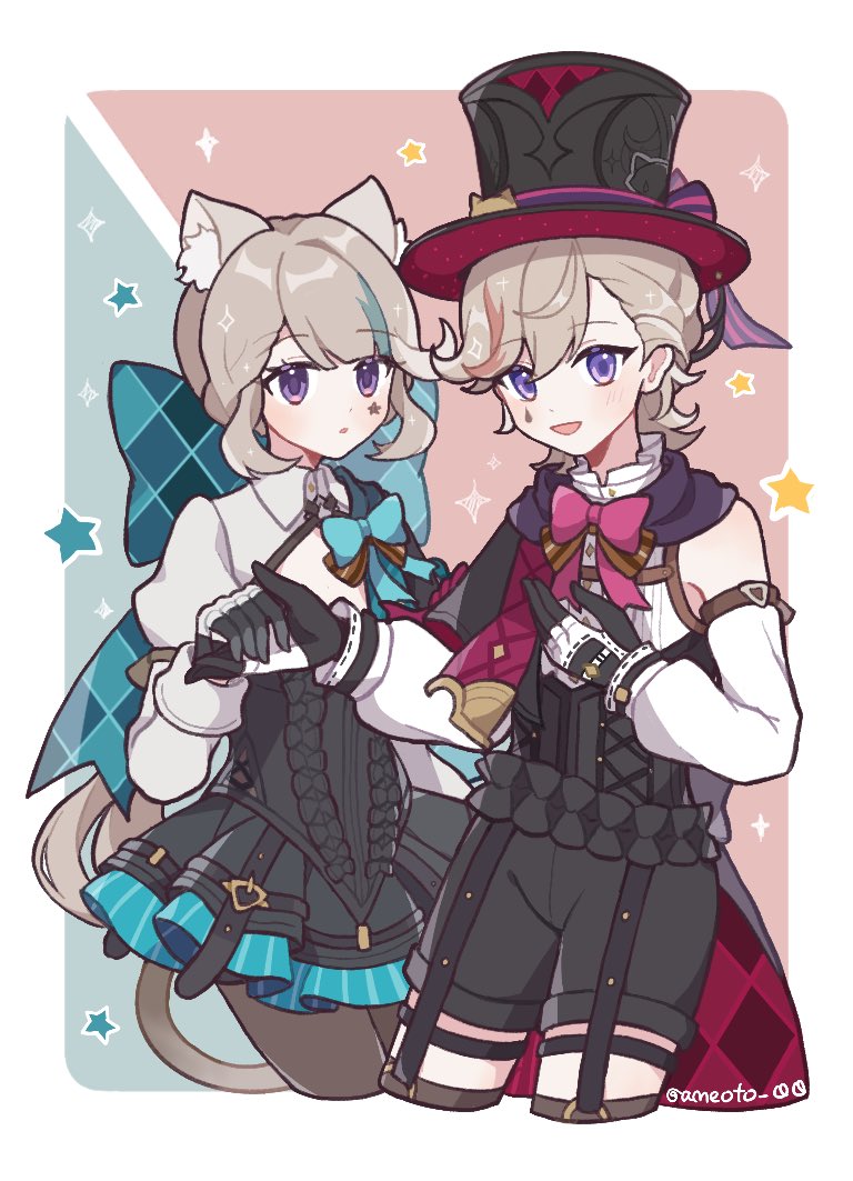 lynette and lyney (genshin impact) drawn by ameoto_00