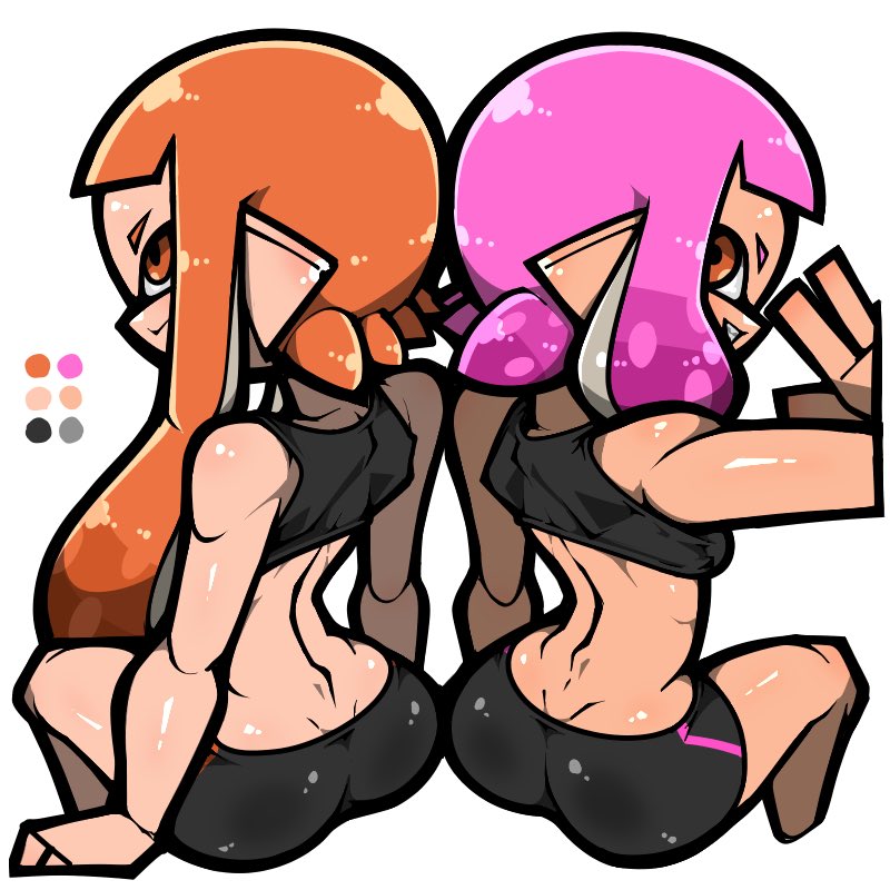 inkling player character, inkling girl, kaori, and surume (splatoon) drawn by name_omoitukan2