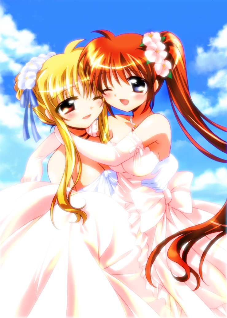 fate testarossa and takamachi nanoha (lyrical nanoha and 1 more) drawn by nanashiki