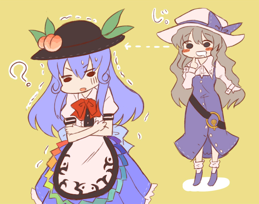 hinanawi tenshi and watatsuki no toyohime (touhou) drawn by kingin