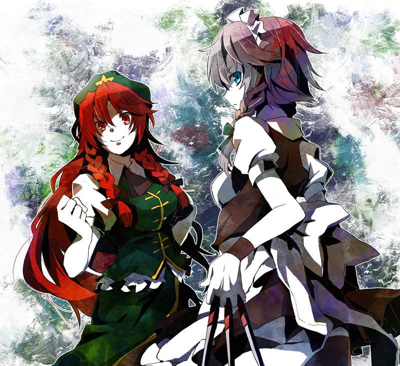 izayoi sakuya and hong meiling (touhou) drawn by hirasaka_ine