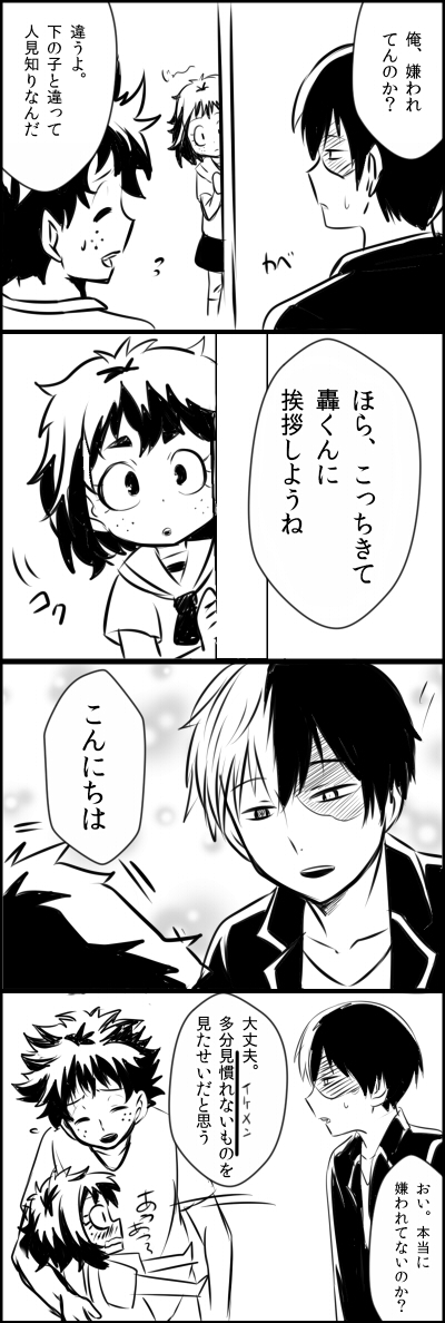 midoriya izuku and todoroki shoto (boku no hero academia) drawn by momonga_(ooiaura)