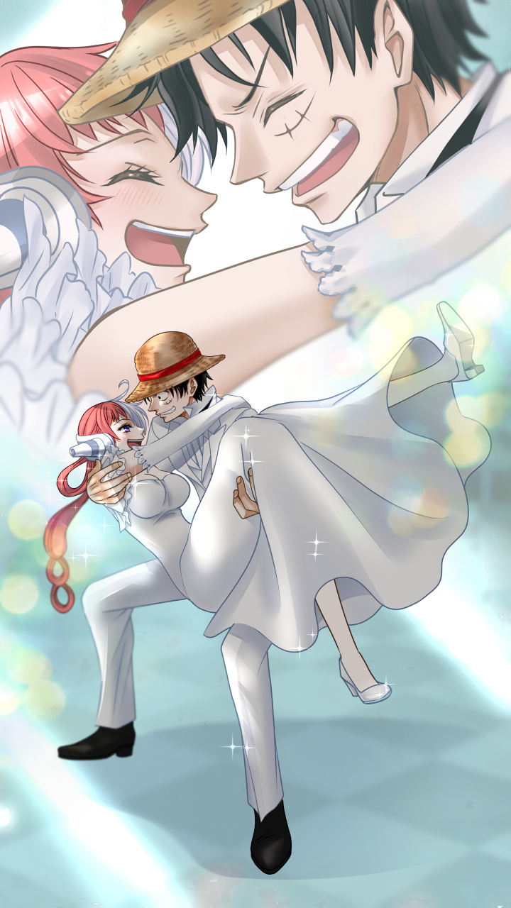 monkey d. luffy and uta (one piece and 1 more) drawn by tacchin_ichi-gou