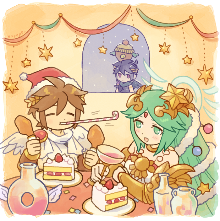 palutena, pit, dark pit, and nutski (kid icarus and 1 more) drawn by nopepe