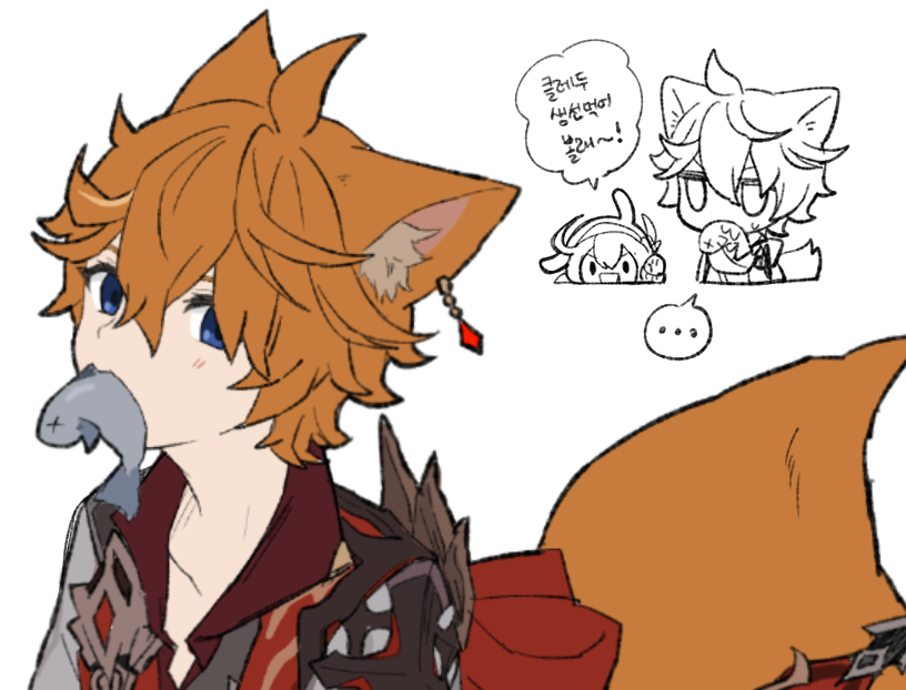 tartaglia and klee (genshin impact) drawn by marimo_jh